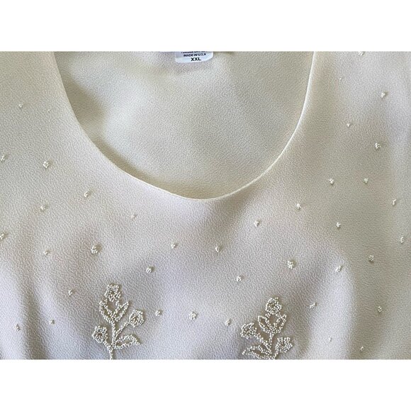 Vintage Top Choice Fashion Beaded Embellished Ivory Blouse Tag Sz XXL Fits L USA - Picture 6 of 16